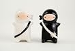 Japanese Ninja Kids Salt & Pepper Shaker Set, Black and White