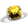 14K White Gold Citrine and Diamond Ring