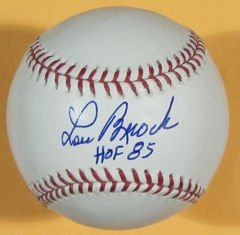 Lou Brock Autographed/Hand Signed MLB Baseball St. Louis Cardinals w/HOF 85