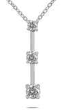 0.50CTW Classic Four Prong Three Stone Diamond Pendant in 14k White Gold