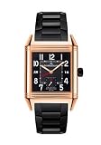 Jaeger-LeCoultre Reverso Squadra Hometime Men's Automatic Watch 18K Rose Gold Black Dial on Black Rubber Strap Q7002671