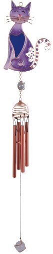 Wind Chime Copper & Gem Cat Garden Decoration Hanging Porch Decor