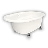 American Bath Factory B4-72-BB-LH-DM3-M2-35-CH Caspian Whirlpool Clawfoot Bathtub in Bisque, Cannonb