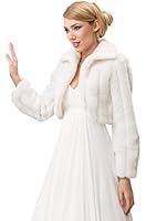 Wedding mink faux fur bridal jacket shrug collar cape long sleeve bolero full lined