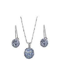 XiangGang ShaoGi 18k White Gold, Round Diamond Ball Fashion Sets, White And Rose Red - 18 inch