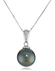 Baggins Tahitian Drop with Diamond Simple Pendant Necklace, 16"