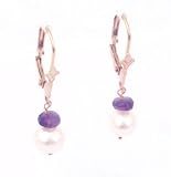 14K 5-6MM Freshwater Pearl & Amethyst Leverback Earrings
