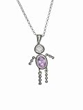 Sterling Silver Boy June Birthstone Necklace with Rolo Chain