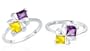 Princess Cut Amethyst Citrine Ring Sterling Silver