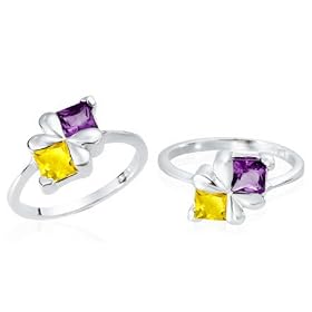 Buy Princess Cut Amethyst Citrine Ring Sterling Silver by Peora