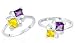 Princess Cut Amethyst Citrine Ring Sterling Silver