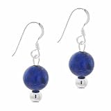Sterling Silver 6mm Genuine Soda Lite Stone Bead Beaded Dangle Hook Earrings