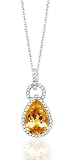 3.25 CARAT PEAR SHAPED CITRINE & DIAMOND 14K PENDANT