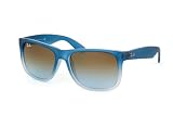 Ray-Ban RB4165 Justin Sunglasses - Black Grey Faded Frame w Grey Gradient Silver Mirror Lens