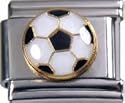 Italian Charms Module Fußball groß mit goldenem Rand modul by 
Kult-Schmuck!