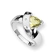 Lemon Quartz and Diamond Sterling Silver Ring (Sizes 6-8)