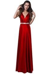 Sexy V-neck Sequined Open-Back Charmeuse Evening Dress/Prom Dress 