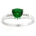 14-Karat White Gold Created Emerald and Diamond Ring