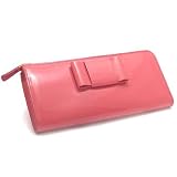 ミュウミュウ財布/<strong>miumiu</strong>◆エナメルリボン牛革 L字ラウンド長財布 ゼラニウムピンク◆5M1183【並行輸入】