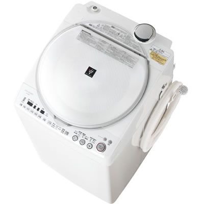 SHARP タテ型洗濯乾燥機 穴なし槽カビぎらい ホワイト系 洗濯容量8.0kg ES-TX800-W