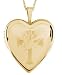 14K Gold over Sterling HEART LOCKET ENGRAVED WITH CROSS AND DOVE with 18inch chain