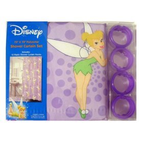 Disney Tinkerbell Tinker Bell Bathroom Shower Curtain with Hooks