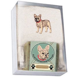Single Gift Box with French BullDog Soap and Towel
