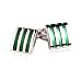 Distinctive 3-Stripe Green Silver Square Cufflinks with Presentation Box