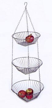 Childrens Toyshop  Kitchen & Housewares : 3-Tier Hanging Basket (Chrome) (30"H x 12"diameter)