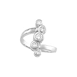 14K White Gold Bezel Set Cubic Zirconia (Created) Right Hand Ring