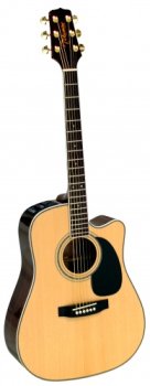 MusicalInstruments: Takamine EG334SC Dreadnought Cutaway Acoustic Electric Guitar  Black, EG334SBC 