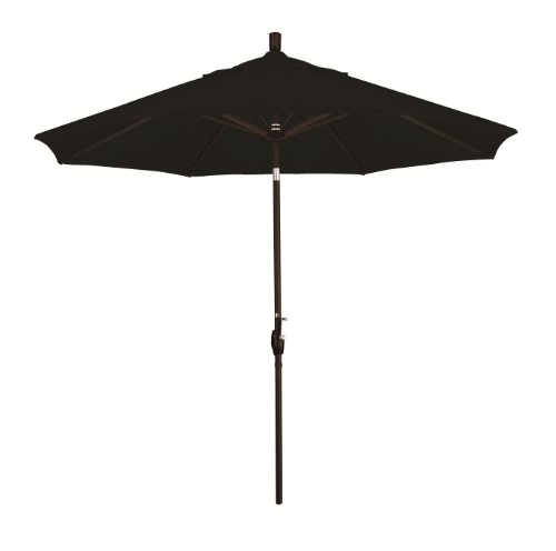California Umbrella GSPT908302-SA08 9-Feet Pacifica Fabric Aluminum Push Button Tilt Market Umbrella with Black Pole, Black