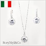 CZ　ダイヤ ピアス/プラチナ ネックレス/シルバー ペンダントトップ/彼女 プレゼント/プラチナ ダイヤモンド/プラチナ ピアス/プラチナ 可愛い ネックレス/レディース アクセサリー CZダイヤ◆Italy Bland◆siver925 ピアスネックレスセット～★ノンアレルギ【送料無料 】ネックレス　ペンダント/シルバー　アクセサリー/ダイヤ　ピアス/ネックレス　レディース/プレゼント　ジュエリー/プレゼント　ピアス/ネックレス ブランドジュエリー
