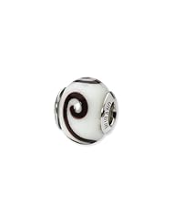 Sterling Silver White/Brown Italian Murano Glass Charm