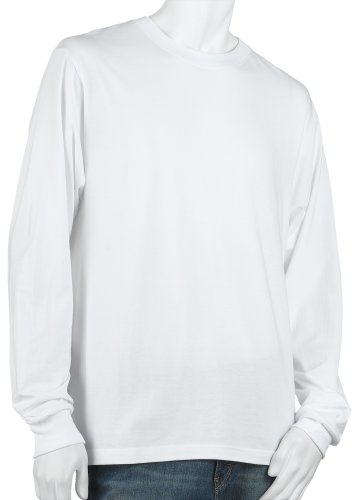 Soffe Men’s Classic 100% Cotton Long Sleeve T-Shirt, White, Large