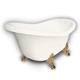 American Bath Factory B1-1600-BB-DM3-M2-25-PB Princess Slipper Clawfoot Bathtub in Bisque, Paw Feet