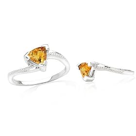 Buy Trillion Cut Citrine Ring Sterling Silver by Peora