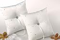 Scattered Pearls and Crystals Square Ring Pillow - White
