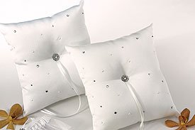 Click here to buy Scattered Pearls and Crystals Square Ring Pillow - Ivory by SHOPZEUS.COM.