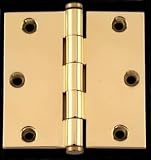 3 x 3 inch Door Hinge w/ finial - Bright Solid Brass