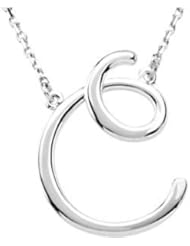 Silver Fashion Script Letter Letter Initial Necklace Pendant " C " Sterling Silver 84635