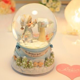 YYHKYB Girls snow lantern light emitting rotating girlfriends crystal ball music box Valentine's day gifts , 2