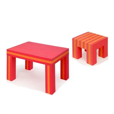 Offi EVA226/EVA256 EVA Kids' Foam Table and Stool Set in Red-Orange