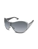 Valentino Swarovski Crystal Pave Temple Metal Shield Sunglasses grey/shaded grey