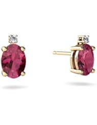 Genuine Pink Tourmaline 14kt Yellow Gold Stud Earrings