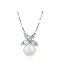 Butterfly White Pearl Pendant Necklace