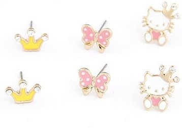 Clero Jewelry Fashion earring hellow kitty bow/set studs earring january birthstone earrings
