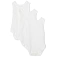 Spasilk 100% Cotton Sleeveless Lap Shoulder 3-Pack Bodysuit - White, 9 Months