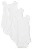 SpaSilk 100% Cotton Sleeveless Lap Shoulder 3-Pack Bodysuit - White, 6 Months