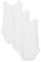 SpaSilk 100% Cotton Sleeveless Lap Shoulder 3-Pack Bodysuit - White, 3 Months